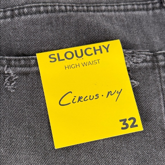 Circus NY Jeans Wm 32 High Waist Slouchy Faded Black Distressed Wide Leg Plus - Picture 12 of 14